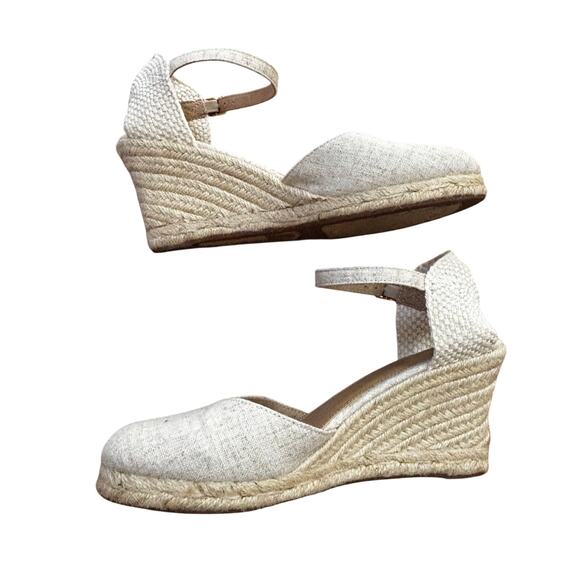 J Crew wedge heel espadrilles ankle strap high heels casual beachy heeled shoes - Picture 7 of 10